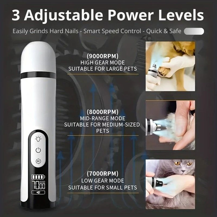 3 - Speed Dog Nail Grinder with Dual LED Lights - Electric File for Medium/Large Cats & Dogs - Dog Nail Grinder - EliteTrim