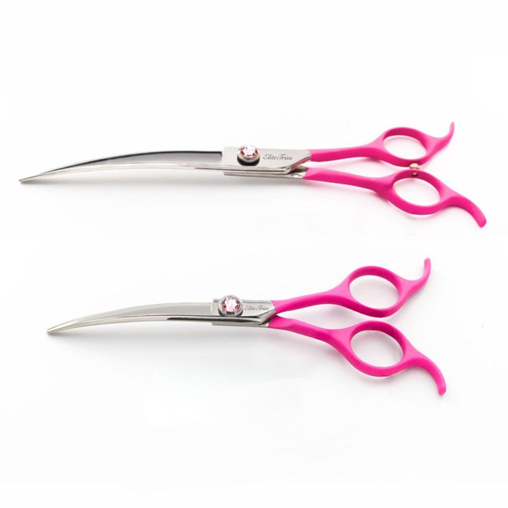 6.5"/ 7" Pinkaura 440C Curved Grooming Shears for Dogs Lefty Friendly - Dog Grooming Scissors - EliteTrim