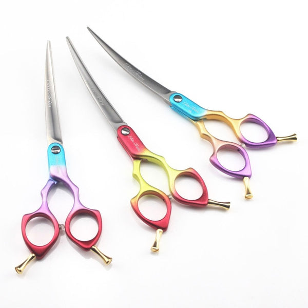 6.5" RainbowX Curved Dog Grooming Shears - Dog Grooming Scissors - EliteTrim