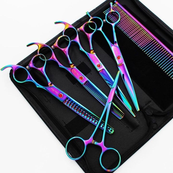 7" Pro 6 - in - 1 Dog Grooming Scissors Kit - Dog Grooming Scissors - EliteTrim