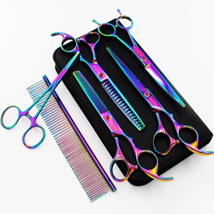 7" Pro 6 - in - 1 Dog Grooming Scissors Kit - Dog Grooming Scissors - EliteTrim