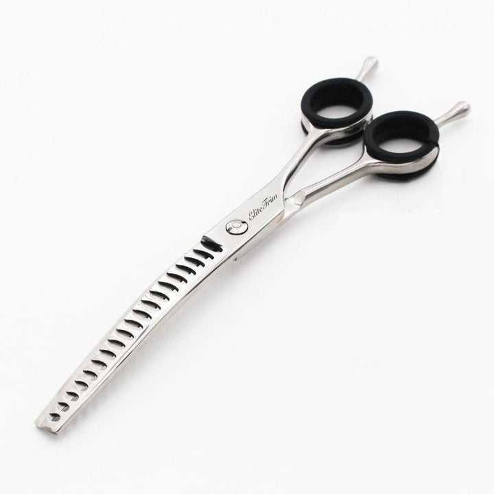 7" FeatherFlow Curved Blending Dog Shears - Dog Grooming Scissors - EliteTrim