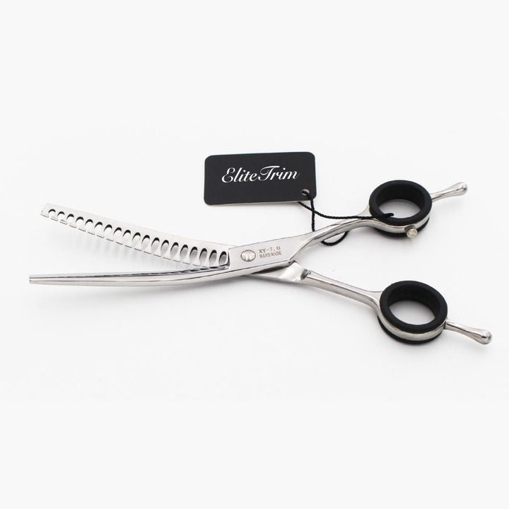 7" FeatherFlow Curved Blending Dog Shears - Dog Grooming Scissors - EliteTrim