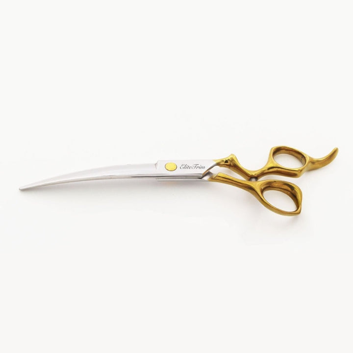 7" ErgoFlow Gold Series - Thinner & Blender & Curved - Dog Grooming Scissors - EliteTrim