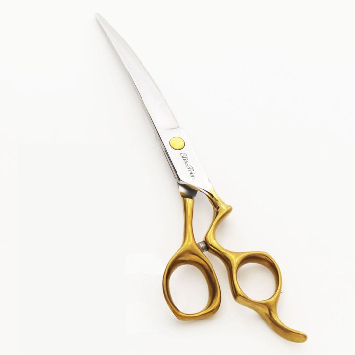 7" ErgoFlow Gold Series - Thinner & Blender & Curved - Dog Grooming Scissors - EliteTrim
