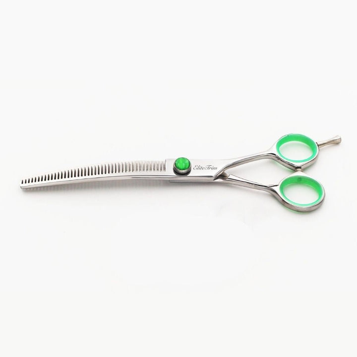 7" Green‑Gem Curved Dog Grooming Shears - Dog Grooming Scissors - EliteTrim