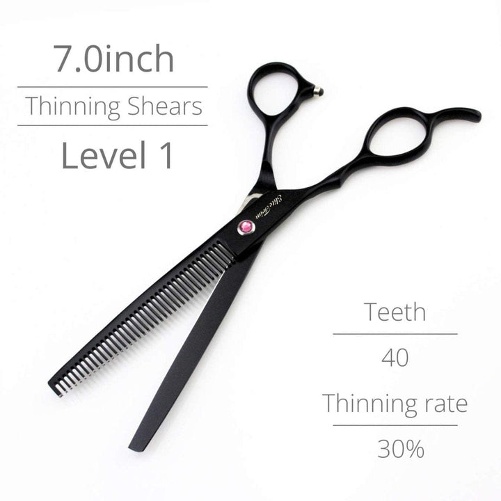 7" Blacknova Left - Handed Dog Grooming Shears Kit - Dog Grooming Scissors - EliteTrim Grooming