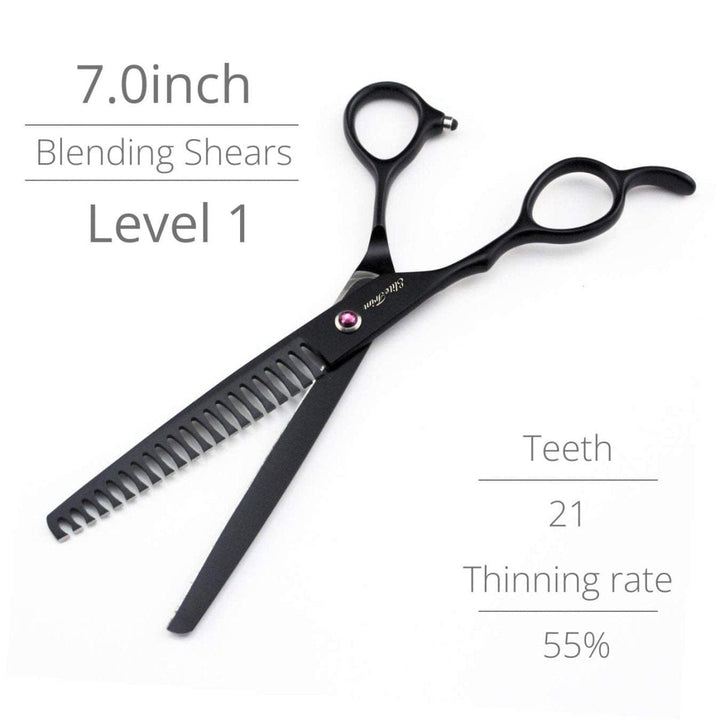 7" Blacknova Left - Handed Dog Grooming Shears Kit - Dog Grooming Scissors - EliteTrim Grooming