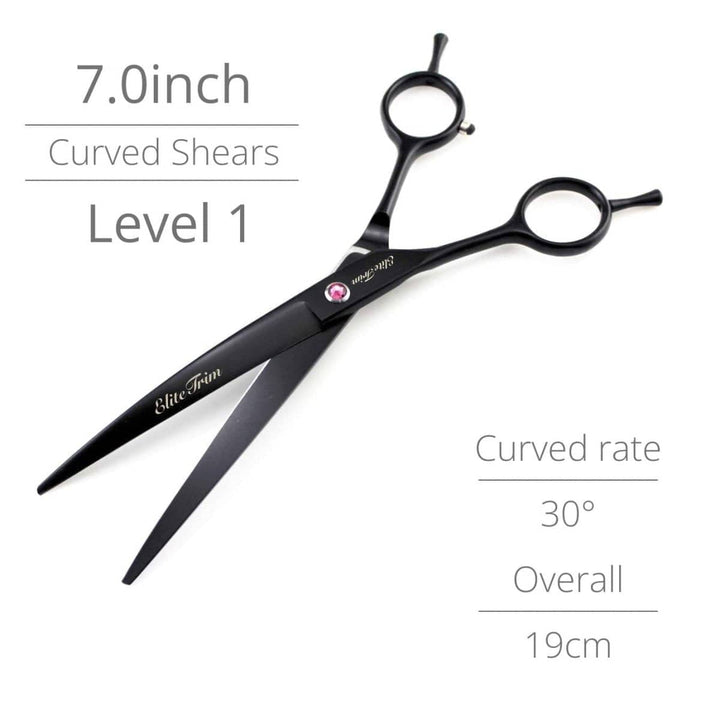7" Blacknova Left - Handed Dog Grooming Shears Kit - Dog Grooming Scissors - EliteTrim Grooming