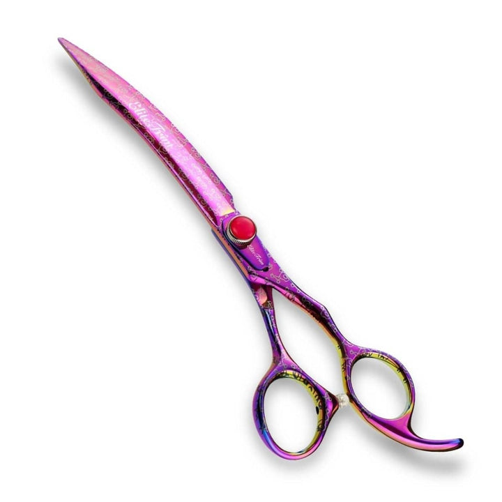 7.5″ Cherry Bloom Curved Grooming Shears for Dogs - Dog Grooming Scissors - EliteTrim