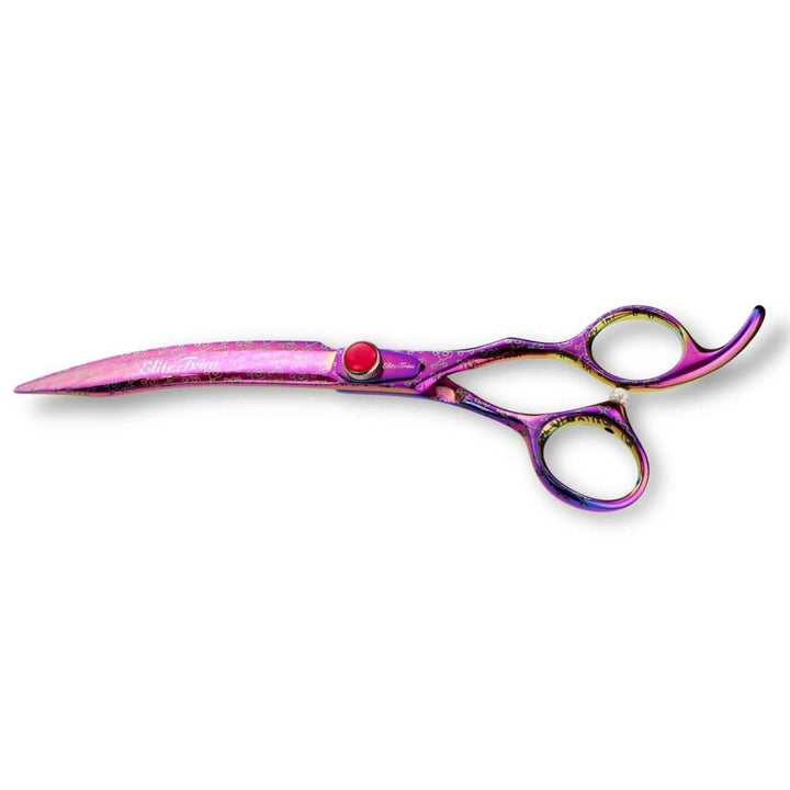 7.5″ Cherry Bloom Curved Grooming Shears for Dogs - Dog Grooming Scissors - EliteTrim