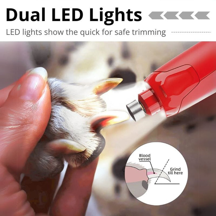 Professional Electric Dog Nail Grinder - 6 - Speed Quiet File for Medium/Large Pets with Dual LED - Dog Nail Grinder - EliteTrim