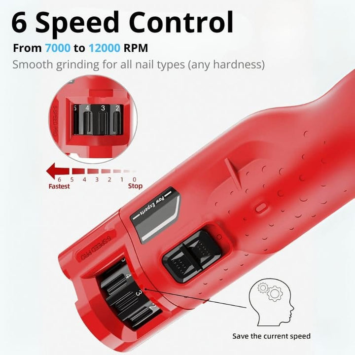 Professional Electric Dog Nail Grinder - 6 - Speed Quiet File for Medium/Large Pets with Dual LED - Dog Nail Grinder - EliteTrim