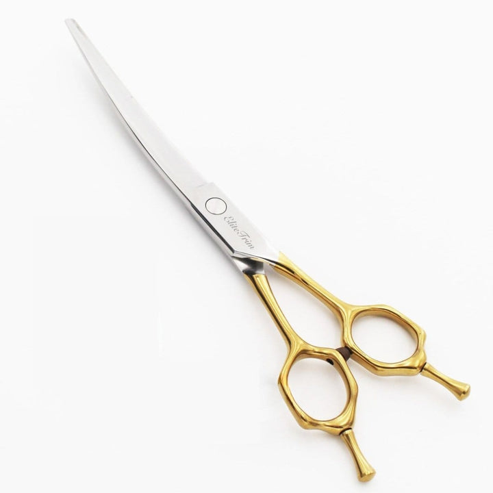 7" Double - Tail Gold Series - Thinner & Blender & Curved - Dog Grooming Scissors - EliteTrim