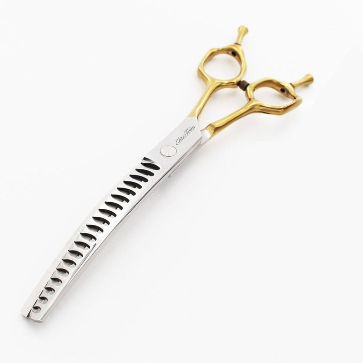 7" Double - Tail Gold Series - Thinner & Blender & Curved - Dog Grooming Scissors - EliteTrim