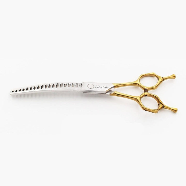 7" Double - Tail Gold Series - Thinner & Blender & Curved - Dog Grooming Scissors - EliteTrim