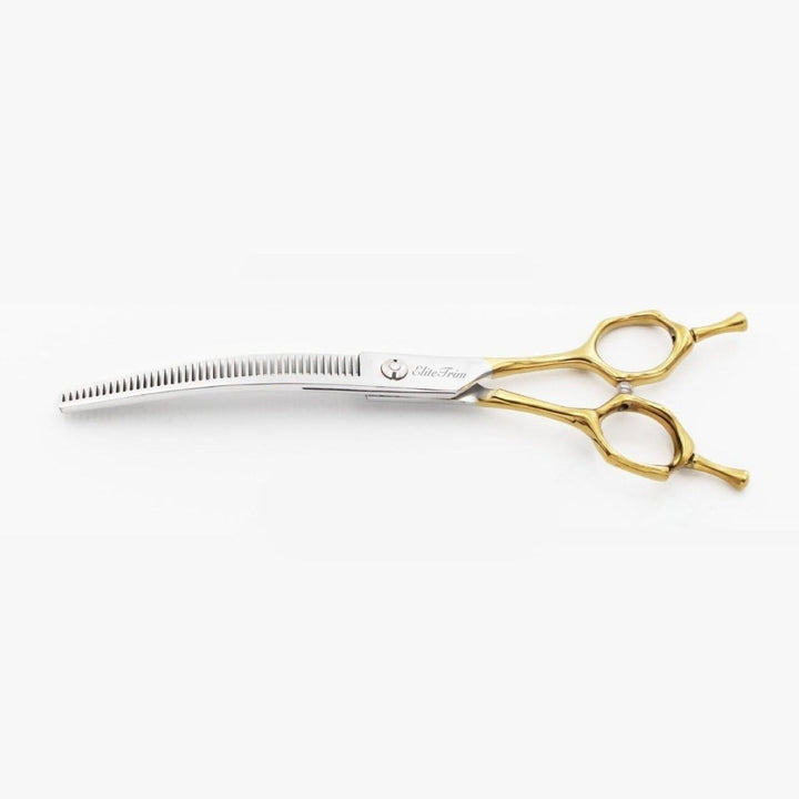 7" Double - Tail Gold Series - Thinner & Blender & Curved - Dog Grooming Scissors - EliteTrim