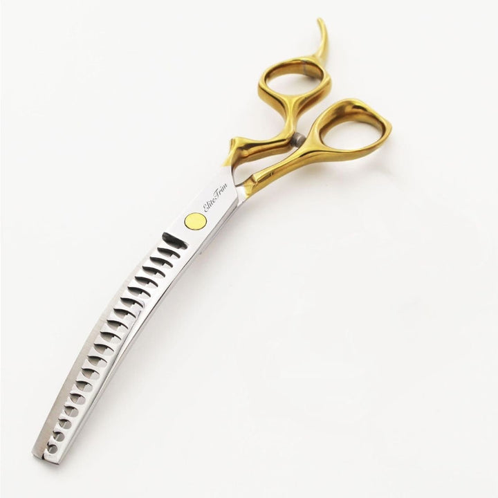 7" Double - Tail Gold Series - Curved Thinner & Blender & Curved - Dog Grooming Scissors - EliteTrim
