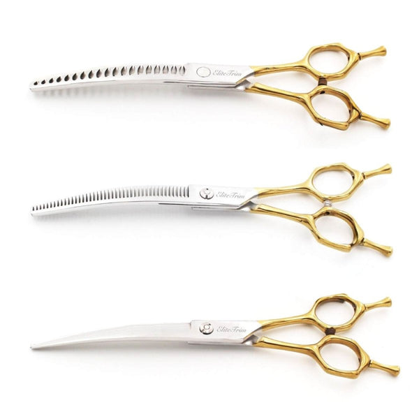 Double - Tail™ Series | 7.0" Curved Shears - Dog Grooming Scissors - EliteTrim Grooming