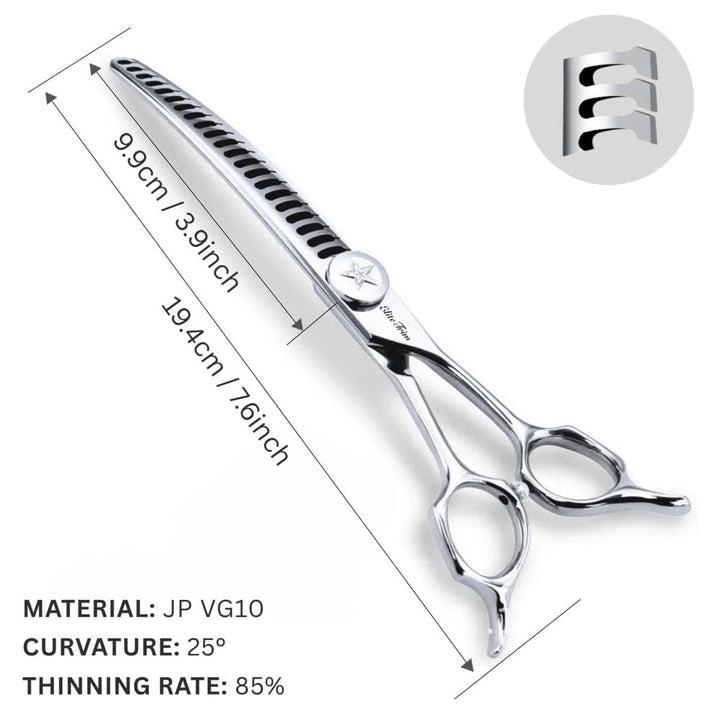 7.0″ EliteStar™ VG10 Curved Blender for Dog Grooming - Dog Grooming Scissors - EliteTrim