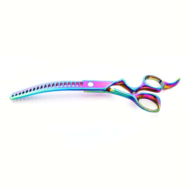 ErgoFlow™ Rainbow | 7.0" Curved Blender (Chunker) - Dog Grooming Scissors - EliteTrim Grooming