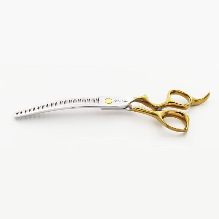 7" ErgoFlow Gold Series - Thinner & Blender & Curved - Dog Grooming Scissors - EliteTrim