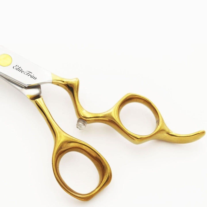 7" ErgoFlow Gold Series - Thinner & Blender & Curved - Dog Grooming Scissors - EliteTrim