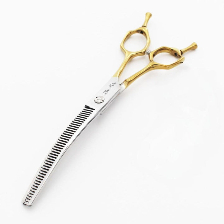 7" ErgoFlow Gold Series - Curved Thinner & Blender & Curved - Dog Grooming Scissors - EliteTrim