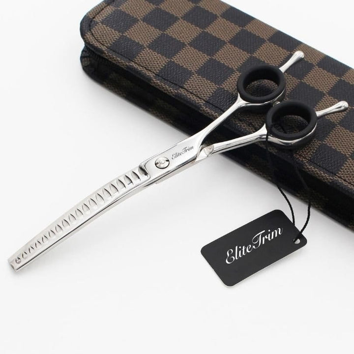 7" FeatherFlow Curved Blending Dog Shears - Dog Grooming Scissors - EliteTrim