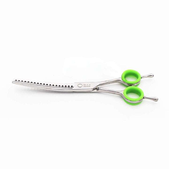 FeatherFlow™ | 7.0" Curved Blender (Chunker) - 5 Colors - Dog Grooming Scissors - EliteTrim Grooming