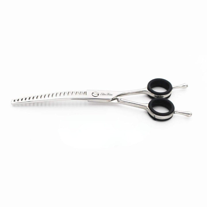 FeatherFlow™ | 7.0" Curved Blender (Chunker) - 5 Colors - Dog Grooming Scissors - EliteTrim Grooming