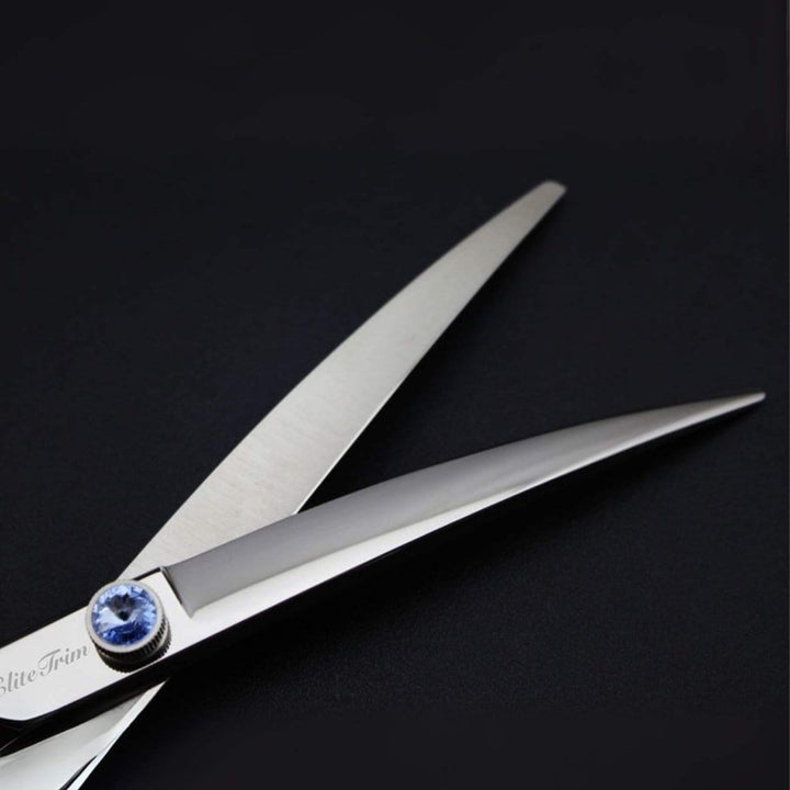 Gemstone Pro™ | 7.0″ Curved Shears | Left - Handed - Dog Grooming Scissors - EliteTrim Grooming