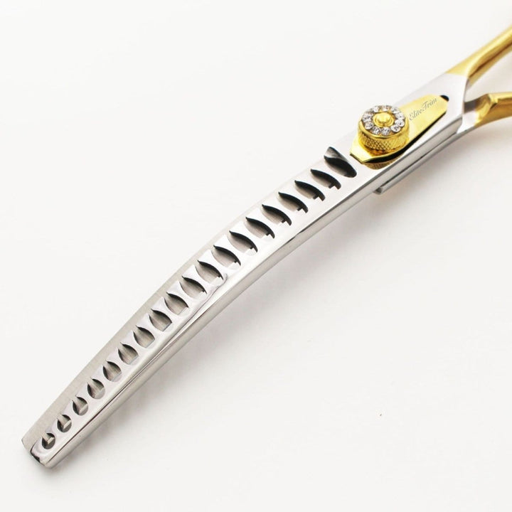 7" Golden Luxe - Thinner & Blender - Dog Grooming Scissors - EliteTrim