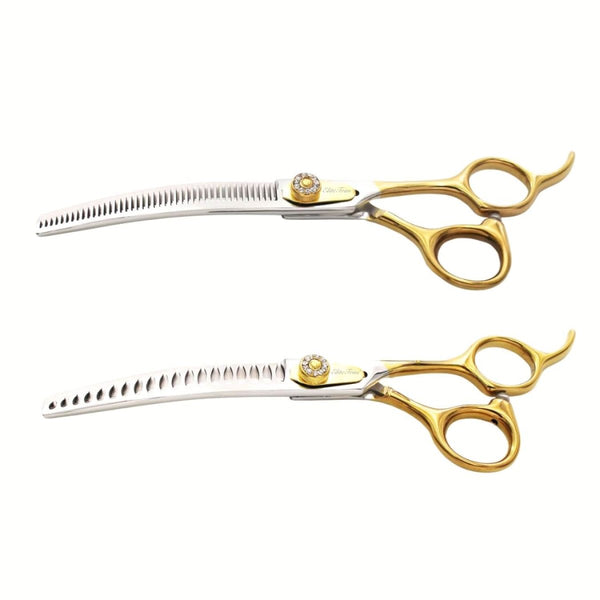 Golden Luxe™ | 7.0" Curved Shears - Dog Grooming Scissors - EliteTrim Grooming