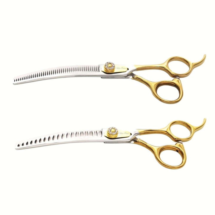 Golden Luxe™ | 7.0" Curved Shears - Dog Grooming Scissors - EliteTrim Grooming