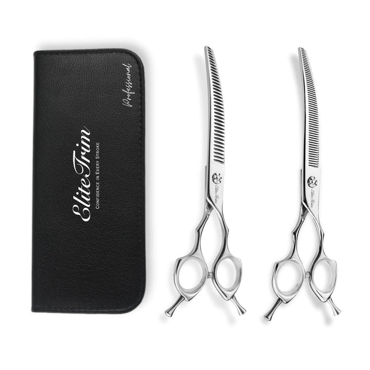 7.5" Grace Series 440C Curved Blender & Thinner - Dog Grooming Scissors - EliteTrim