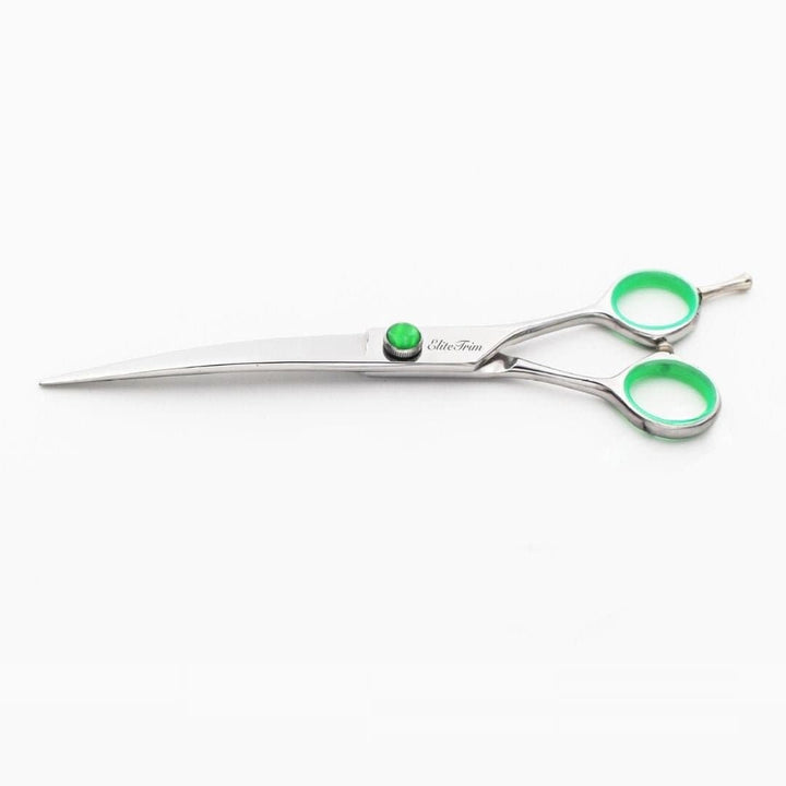 7" Green‑Gem Curved Dog Grooming Shears - Dog Grooming Scissors - EliteTrim