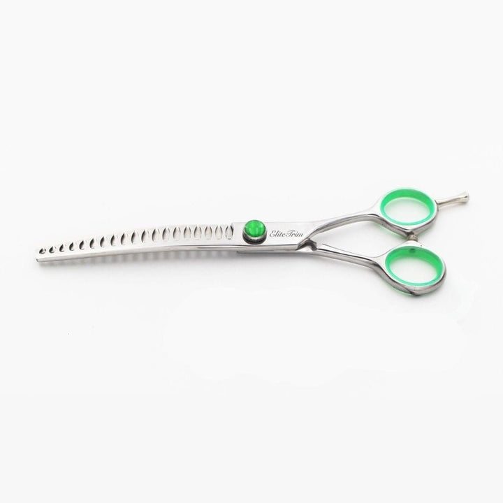 7" Green‑Gem Curved Dog Grooming Shears - Dog Grooming Scissors - EliteTrim