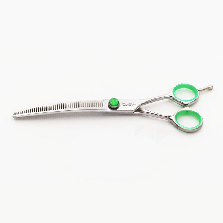 7" Green‑Gem Curved Dog Grooming Shears - Dog Grooming Scissors - EliteTrim