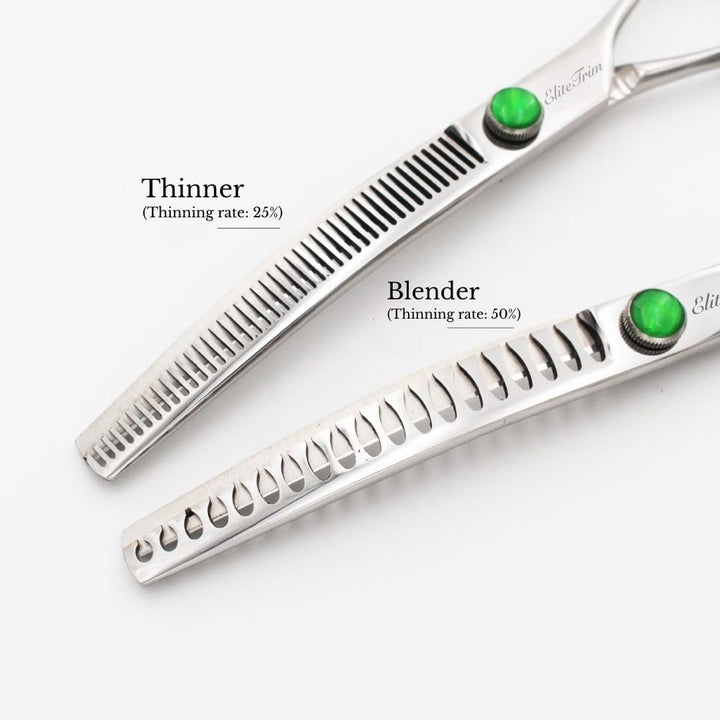 7" Green‑Gem Curved Dog Grooming Shears - Dog Grooming Scissors - EliteTrim