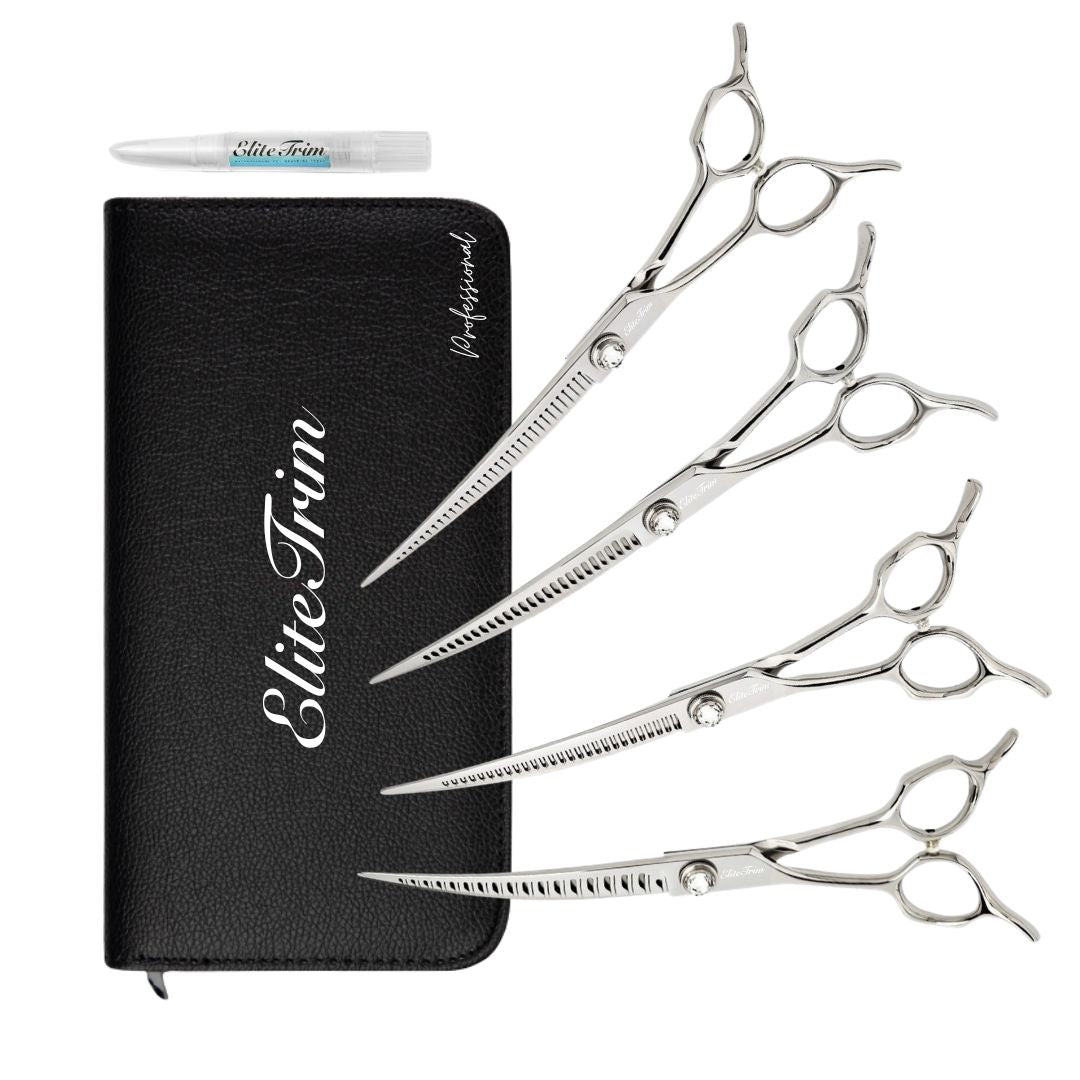 Professional Left-Handed Magic Tip Curved Dog Shears Set | EliteTrim