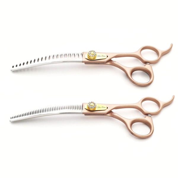 Rose Gold Elite™ | 7.0“ Curved Shears - Dog Grooming Scissors - EliteTrim Grooming