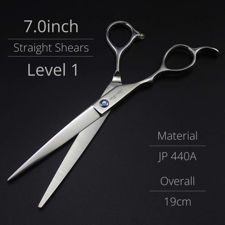 7" Silvra Left - Handed Dog Grooming Shears Kit - Dog Grooming Scissors - EliteTrim Grooming