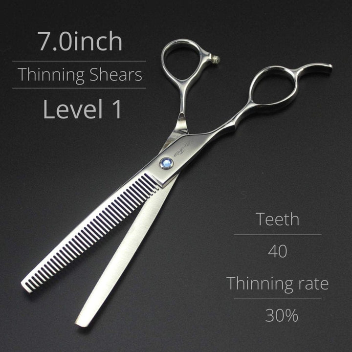 7" Silvra Left - Handed Dog Grooming Shears Kit - Dog Grooming Scissors - EliteTrim Grooming