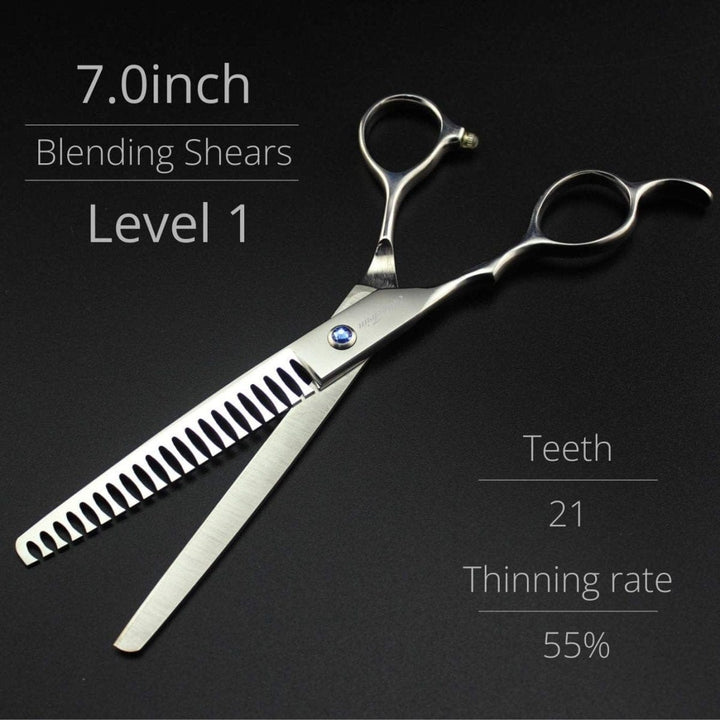 7" Silvra Left - Handed Dog Grooming Shears Kit - Dog Grooming Scissors - EliteTrim Grooming