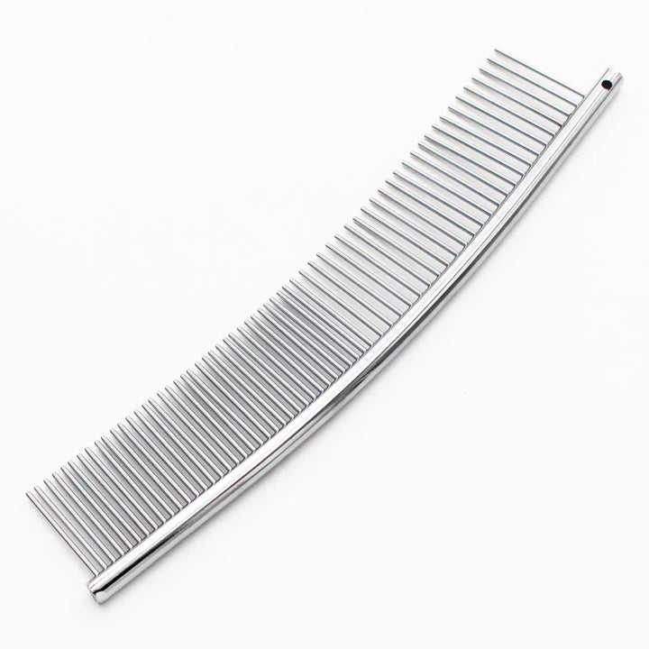 7.5" Dog Grooming Comb – Japanese Stainless Steel, Straight & Curved Options - Dog Comb - EliteTrim