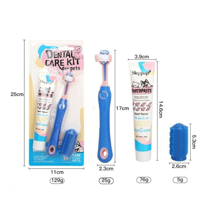 Triple - Headed Cat & Dog Toothbrush Kit - Dog Toothbrush - EliteTrim