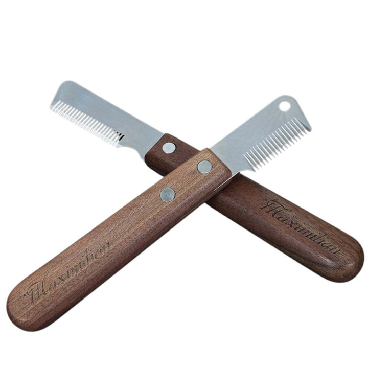 Walnut Dog Stripping Knife - Dog Brush - EliteTrim Grooming