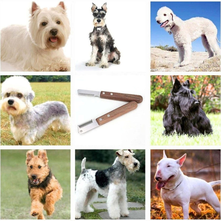 Walnut Dog Stripping Knife - Dog Brush - EliteTrim Grooming