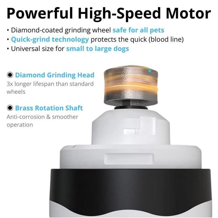 Dual LED Nail Grinder for Large Dogs & Cats - 2 - Speed Electric Pet Grooming Tool - Dog Nail Grinder - EliteTrim